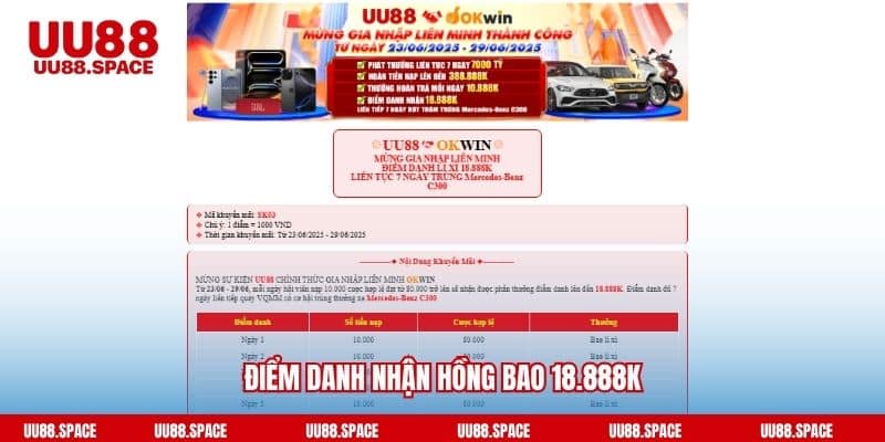 Điểm danh nhận Hồng bao 18.888K