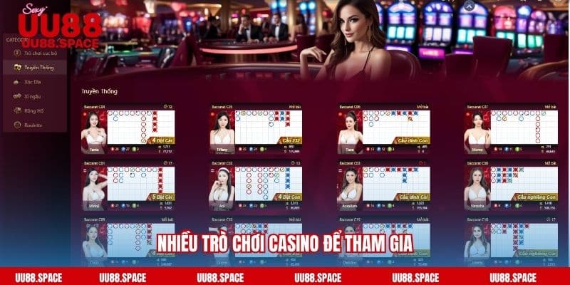 Nhiều trò chơi casino để tham gia