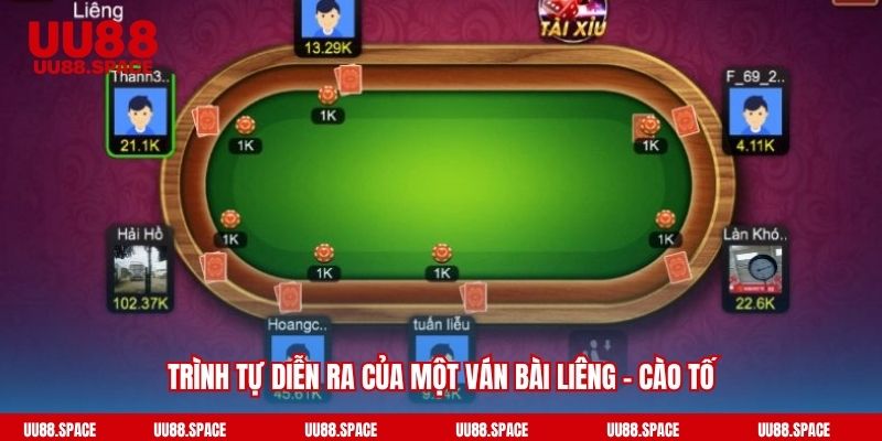 Trình tự diễn ra của một ván bài Liêng - cào tố