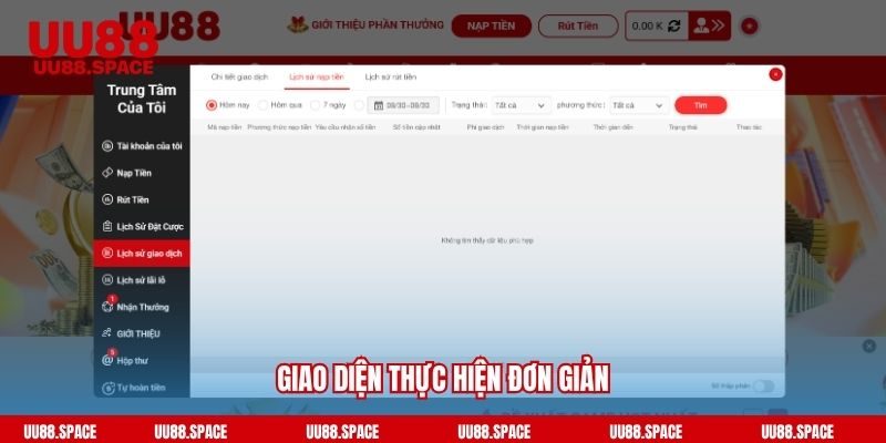 Giao diện thực hiện đơn giản